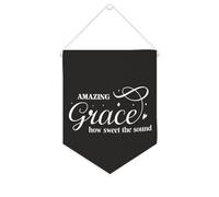 Yelolyio Amazing Grace How Sweet The Sound Bannière en toile 25,4 x 30,5 cm à suspendre au mur - Décoration murale pour chambre à coucher, chambre d'enfant, décoration d'intérieur