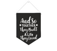 Yelolyio And So Together They Built A Life They Loved Bannière en toile de 25,4 x 30,5 cm à suspendre au mur - Décoration murale pour chambre à coucher, chambre d'enfant, décoration d'intérieur