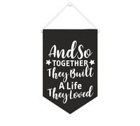 Yelolyio And So Together They Built A Life They Loved Bannière en toile de 25,4 x 38,1 cm à suspendre au mur - Décoration murale pour chambre à coucher, chambre d'enfant, décoration d'intérieur