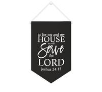 Yelolyio As for Me And My House We Will Serve The Lord Joshua 24 : 15 Bannière en toile 25,4 x 38,1 cm à suspendre au mur de motivation Drapeau décoratif en toile Décoration murale pour chambre