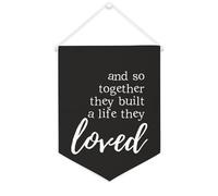 Yelolyio Bannière décorative en toile « And So Together They Built A Life They Loved » - 30,5 x 40,6 cm - Décoration murale pour chambre à coucher, chambre d'enfant, décoration d'intérieur