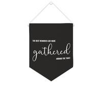 Yelolyio Bannière décorative en toile « The Best Memories Are Made Gathered Around The Table » - 25,4 x 30,5 cm