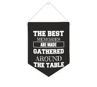 Yelolyio Bannière décorative en toile « The Best Memories Are Made Gathered Around The Table » - 25,4 x 30,5 cm