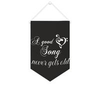 Yelolyio Bannière en toile « A Good Song Never Gets Old » - À suspendre au mur - Décoration murale - Œuvre d'art pour salon, chambre à coucher, bureau, cadeaux de vacances - 25,4 x 38,1 cm