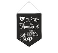 Yelolyio Bannière en toile « A Journey to Thousand Miles Begins with One Step » - 25,4 x 30,5 cm - Décoration murale pour chambre à coucher, chambre d'enfant, décoration d'intérieur