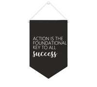 Yelolyio Bannière en toile Action Is The Foundational Key to All Success - 25,4 x 38,1 cm - Décoration murale pour chambre à coucher, chambre d'enfant, décoration d'intérieur