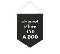 Yelolyio Bannière en toile « All You Need Is Love And A Dog » - 25,4 x 30,5 cm - À suspendre au mur - Décoration murale pour chambre à coucher, chambre d'enfant, décoration d'intérieur
