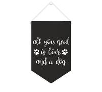 Yelolyio Bannière en toile « All You Need Is Love And A Dog » - 25,4 x 38,1 cm - À suspendre au mur - Décoration murale pour chambre à coucher, chambre d'enfant, décoration d'intérieur