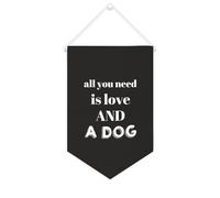 Yelolyio Bannière en toile « All You Need Is Love And A Dog » à suspendre au mur - Décoration murale pour salon, chambre à coucher, bureau, cadeaux de vacances - 25,4 x 38,1 cm