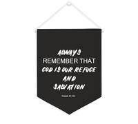 Yelolyio Bannière en toile « Always Remember That God Is Our Refuge And Salvation » - 30,5 x 40,6 cm - À suspendre au mur - Décoration murale pour chambre à coucher, chambre d'enfant