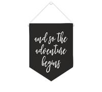 Yelolyio Bannière en toile « And So The Adventure Begins » à suspendre au mur - Décoration murale pour salon, chambre à coucher, bureau, cadeaux de vacances - 25,4 x 30,5 cm