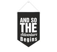 Yelolyio Bannière en toile « And So The Adventure Begins » à suspendre au mur - Décoration murale pour salon, chambre à coucher, bureau, cadeaux de vacances - 25,4 x 38,1 cm