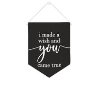 Yelolyio Bannière en toile avec inscription « I Made A Wish And You Came True » - 25,4 x 30,5 cm - Décoration murale pour chambre à coucher, chambre d'enfant, décoration d'intérieur