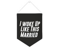 Yelolyio Bannière en toile avec inscription « I Woke Up Like This Married » - 25,4 x 30,5 cm - Décoration murale pour chambre à coucher, chambre d'enfant, décoration d'intérieur