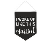 Yelolyio Bannière en toile avec inscription « I Woke Up Like This Married » - 25,4 x 30,5 cm - Décoration murale pour chambre à coucher, chambre d'enfant, décoration d'intérieur