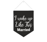 Yelolyio Bannière en toile avec inscription « I Woke Up Like This Married » - 25,4 x 30,5 cm - Décoration murale pour chambre à coucher, chambre d'enfant, décoration d'intérieur