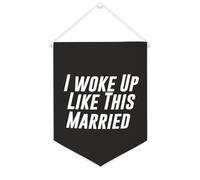 Yelolyio Bannière en toile avec inscription « I Woke Up Like This Married » - 30,5 x 40,6 cm - Décoration murale pour chambre à coucher, chambre d'enfant, décoration d'intérieur