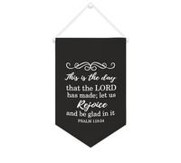 Yelolyio Bannière en toile avec inscription « This Is The Day That The Lord Has Made » à suspendre au mur - Œuvre d'art décorative pour salon, chambre à coucher, bureau, cadeaux de vacances - 25,4 x
