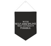 Yelolyio Bannière en toile avec inscription « With Self-discipline Most Anything Is Possible » - À suspendre au mur - Décoration murale - Œuvre d'art pour salon, chambre à coucher, bureau, cadeaux de