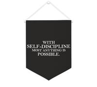 Yelolyio Bannière en toile avec inscription « With Self-discipline Most Anything Is Possible » - À suspendre au mur - Décoration murale - Œuvre d'art pour salon, chambre à coucher, bureau, cadeaux de