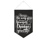 Yelolyio Bannière en toile « Change The Way You Speak About Yourself And You Can Change Your Life » - À suspendre au mur - Pour salon, chambre à coucher, bureau