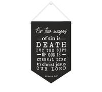 Yelolyio Bannière en toile « For The Wages of Sin Is Death » - À suspendre au mur - Décoration murale pour salon, chambre à coucher, bureau, cadeaux de vacances - 25,4 x 38,1 cm