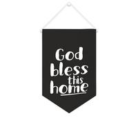 Yelolyio Bannière en toile « God Bless This Home » - À suspendre au mur - Décoration murale pour salon, chambre à coucher, bureau, cadeaux de vacances - 25,4 x 38,1 cm