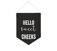 Yelolyio Bannière en toile « Hello Sweet Cheeks » à suspendre au mur - Bannière murale décorative pour salon, chambre à coucher, bureau, cadeaux de vacances - 25,4 x 30,5 cm