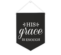 Yelolyio Bannière en toile « His Grace Is Enough » - 30,5 x 40,6 cm - À suspendre au mur - Décoration murale pour chambre à coucher, chambre d'enfant, décoration d'intérieur