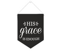 Yelolyio Bannière en toile « His Grace Is Enough » à suspendre au mur - Décoration murale pour salon, chambre à coucher, bureau, cadeaux de vacances - 25,4 x 30,5 cm