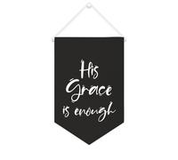 Yelolyio Bannière en toile « His Grace Is Enough » - À suspendre au mur - Décoration murale - Œuvre d'art pour salon, chambre à coucher, bureau, cadeaux de vacances - 25,4 x 38,1 cm