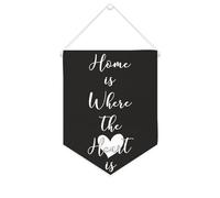 Yelolyio Bannière en toile « Home Is Where The Heart Is » - 25,4 x 30,5 cm - À suspendre au mur - Décoration murale pour chambre à coucher, chambre d'enfant
