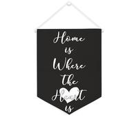 Yelolyio Bannière en toile « Home Is Where The Heart Is » - 30,5 x 40,6 cm - À suspendre au mur - Décoration murale pour chambre à coucher, chambre d'enfant