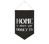 Yelolyio Bannière en toile « Home Is Where Your Honey Is » - 25,4 x 38,1 cm - À suspendre au mur - Décoration murale pour chambre à coucher, chambre d'enfant