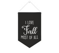 Yelolyio Bannière en toile « I Love Fall Most Of All » - À suspendre au mur - Décoration murale - Œuvre d'art pour salon, chambre à coucher, bureau, cadeaux de vacances - 25,4 x 38,1 cm