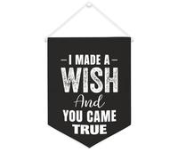 Yelolyio Bannière en toile « I Made A Wish And You Came True » à suspendre au mur - Décoration murale pour salon, chambre à coucher, bureau, cadeaux de vacances - 30,5 x 40,6 cm