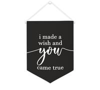 Yelolyio Bannière en toile « I Made A Wish And You Came True » à suspendre au mur - Décoration murale pour salon, chambre à coucher, bureau, cadeaux de vacances - 30,5 x 40,6 cm