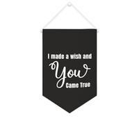 Yelolyio Bannière en toile « I Made A Wish And You Came True » à suspendre au mur - Décoration murale pour salon, chambre à coucher, bureau, cadeaux de vacances - 25,4 x 38,1 cm