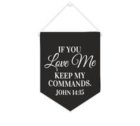 Yelolyio Bannière en toile « If You Love Me », « Keep My Commands.John 14 : 15 » - À suspendre au mur - Décoration murale pour salon, chambre à coucher, bureau, cadeaux de vacances - 25,4 x 30,5 cm