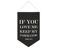 Yelolyio Bannière en toile « If You Love Me », « Keep My Commands.John 14 : 15 » - À suspendre au mur - Décoration murale - Œuvre d'art pour salon, chambre à coucher, bureau, cadeaux de vacances