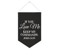 Yelolyio Bannière en toile « If You Love Me », « Keep My Commands.John 14 : 15 » - À suspendre au mur - Décoration murale - Œuvre d'art pour salon, chambre à coucher, bureau, cadeaux de vacances
