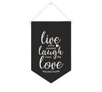 Yelolyio Bannière en toile « Live Every Moment, Laugh Every Day » - À suspendre au mur - Œuvre d'art décorative pour salon, chambre à coucher, bureau, cadeaux de vacances - 25,4 x 38,1 cm