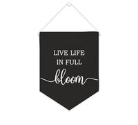 Yelolyio Bannière en toile « Live Life In Full Bloom » - 25,4 x 30,5 cm - À suspendre au mur - Décoration murale pour chambre à coucher, chambre d'enfant, décoration d'intérieur