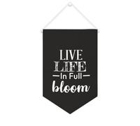 Yelolyio Bannière en toile « Live Life In Full Bloom » - 25,4 x 38,1 cm - À suspendre au mur - Décoration murale pour chambre à coucher, chambre d'enfant, décoration d'intérieur