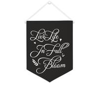 Yelolyio Bannière en toile « Live Life In Full Bloom » - 30,5 x 40,6 cm - À suspendre au mur - Décoration murale pour chambre à coucher, chambre d'enfant, décoration d'intérieur