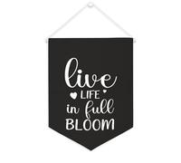Yelolyio Bannière en toile « Live Life In Full Bloom » - À suspendre au mur - Décoration d'intérieur - Pour salon, chambre à coucher, bureau, cadeaux de vacances - 30,5 x 40,6 cm