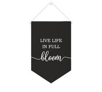 Yelolyio Bannière en toile « Live Life In Full Bloom » - À suspendre au mur - Décoration murale - Œuvre d'art pour salon, chambre à coucher, bureau, cadeaux de vacances - 25,4 x 38,1 cm