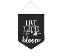 Yelolyio Bannière en toile « Live Life In Full Bloom » - À suspendre au mur - Pour salon, chambre à coucher, bureau, cadeaux de vacances - 25,4 x 30,5 cm