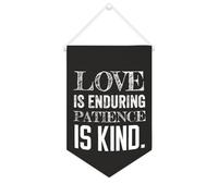 Yelolyio Bannière en toile « Love Is Enduring Patience Is Kind » à suspendre au mur - Décoration murale pour salon, chambre à coucher, bureau, cadeaux de vacances - 25,4 x 38,1 cm
