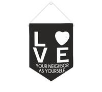 Yelolyio Bannière en toile « Love Your Neighbor As Yourself » - 25,4 x 30,5 cm - Décoration murale pour chambre à coucher, chambre d'enfant, décoration d'intérieur